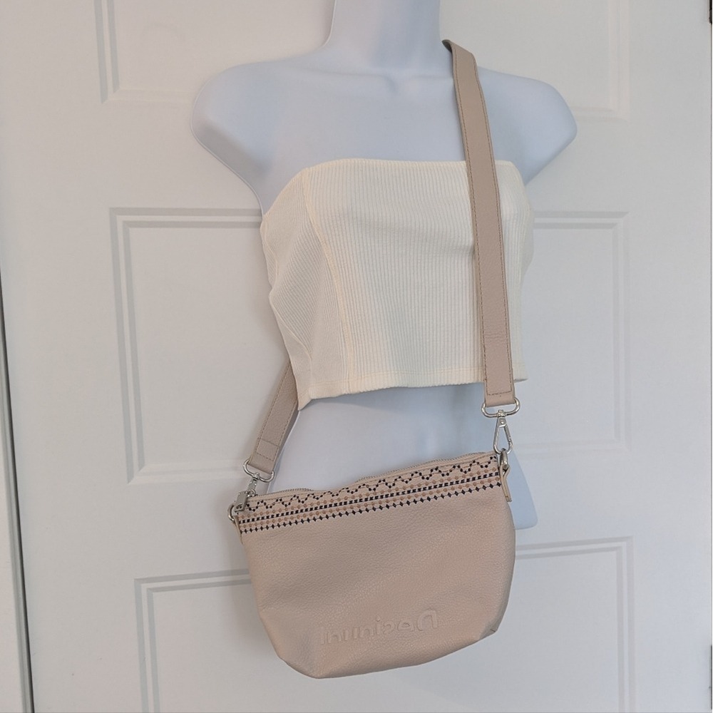 Desigual Cream Embroidered Crossbody Bag Boho Festival Purse